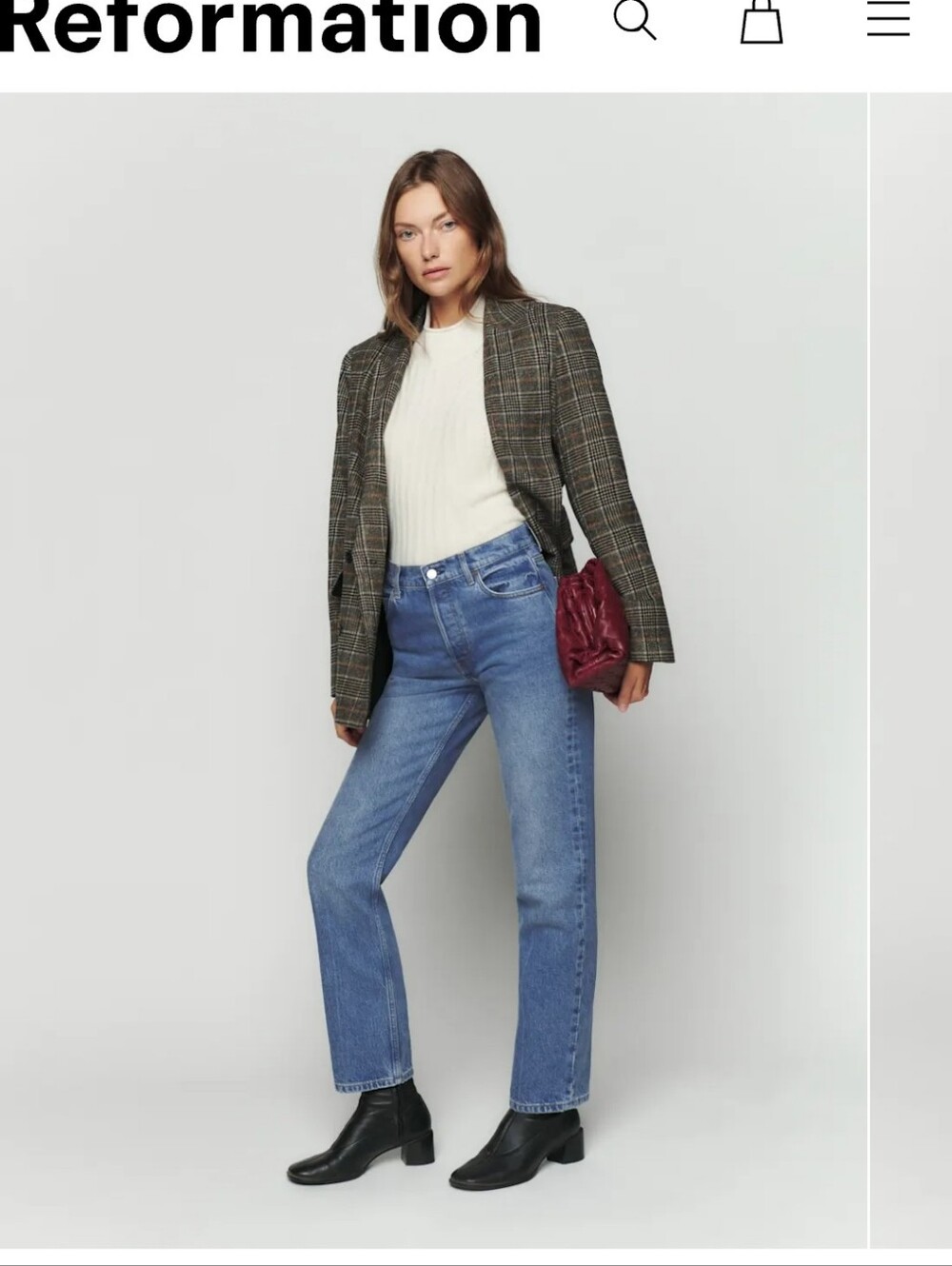 Reformation Cynthia Mid-Rise Straight Button Fly Jeans In Chesapeake - Size 26/2